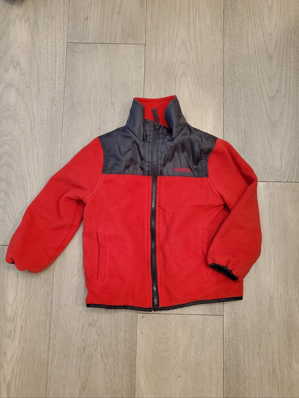 OshKosh B'gosh Reversable Red Fleece Zip-Up Jacket for Kids 4T